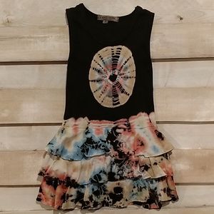 U GO GIRL Sz6 Tie Dye Black Dress Studded